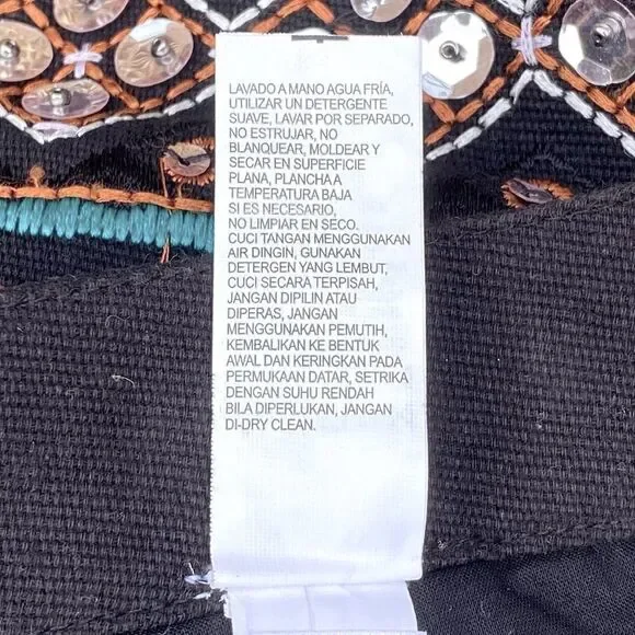 Lucky Brand Embroidered Sequin/Rhinestone Shorts Black. Small. Boho Festival EUC - Picture 8 of 8